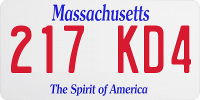 MA license plate 217KD4