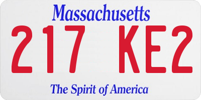 MA license plate 217KE2