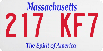 MA license plate 217KF7