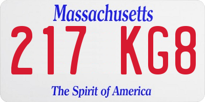 MA license plate 217KG8