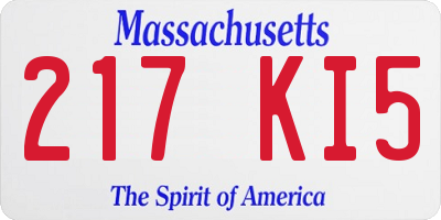 MA license plate 217KI5