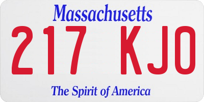 MA license plate 217KJ0