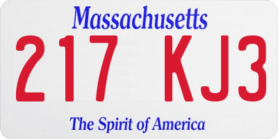 MA license plate 217KJ3
