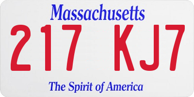 MA license plate 217KJ7