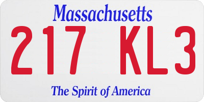 MA license plate 217KL3