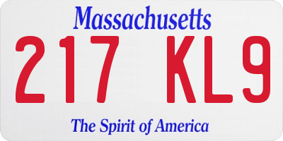 MA license plate 217KL9