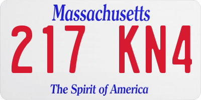 MA license plate 217KN4