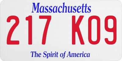 MA license plate 217KO9