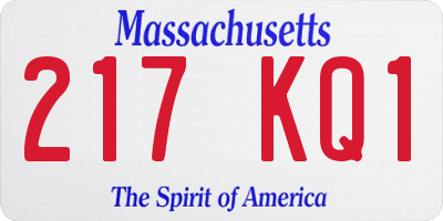 MA license plate 217KQ1