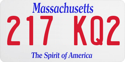 MA license plate 217KQ2