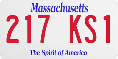 MA license plate 217KS1