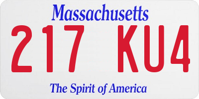 MA license plate 217KU4