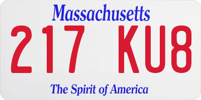 MA license plate 217KU8