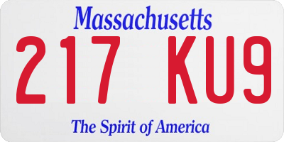 MA license plate 217KU9