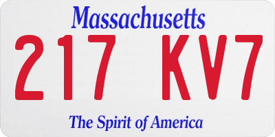 MA license plate 217KV7
