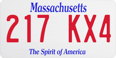 MA license plate 217KX4