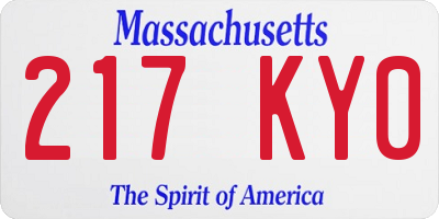 MA license plate 217KY0
