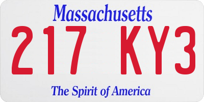 MA license plate 217KY3