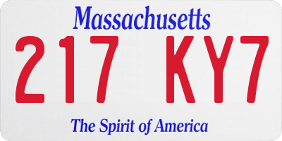 MA license plate 217KY7