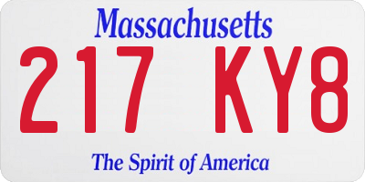 MA license plate 217KY8