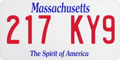 MA license plate 217KY9