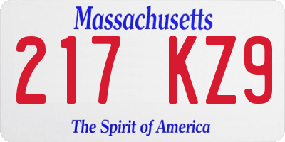 MA license plate 217KZ9
