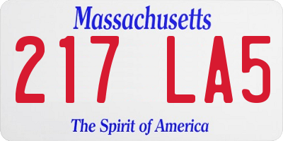 MA license plate 217LA5