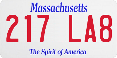 MA license plate 217LA8