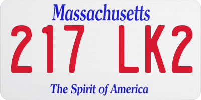 MA license plate 217LK2
