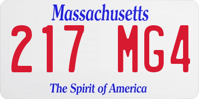 MA license plate 217MG4