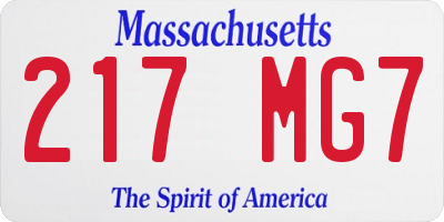 MA license plate 217MG7