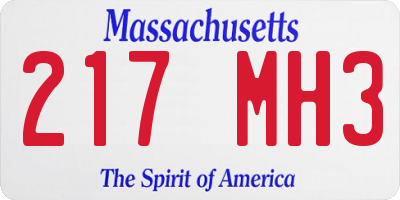 MA license plate 217MH3