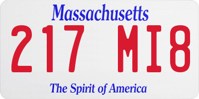 MA license plate 217MI8