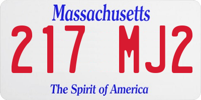 MA license plate 217MJ2