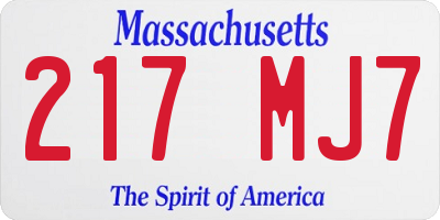 MA license plate 217MJ7