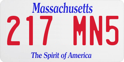 MA license plate 217MN5