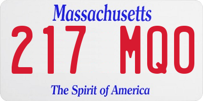 MA license plate 217MQ0