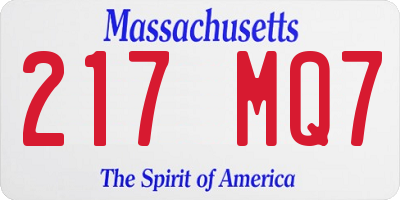 MA license plate 217MQ7