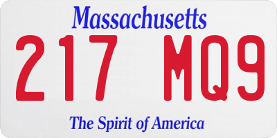 MA license plate 217MQ9