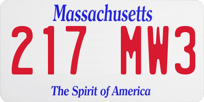 MA license plate 217MW3