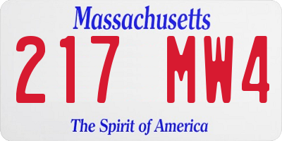 MA license plate 217MW4