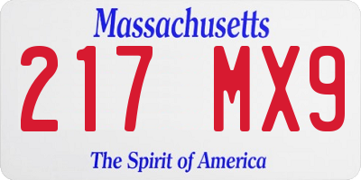 MA license plate 217MX9