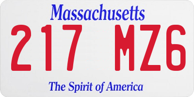 MA license plate 217MZ6