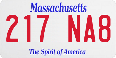 MA license plate 217NA8