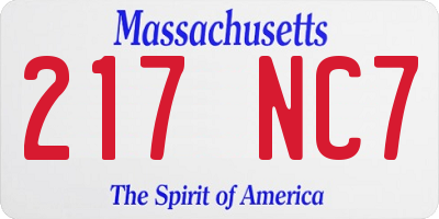 MA license plate 217NC7