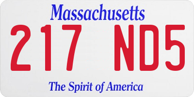 MA license plate 217ND5