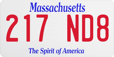 MA license plate 217ND8