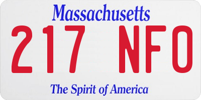 MA license plate 217NF0