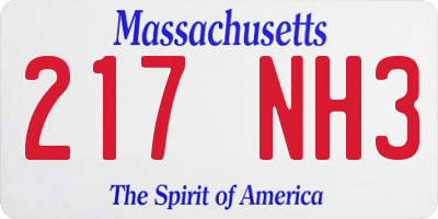 MA license plate 217NH3