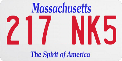 MA license plate 217NK5